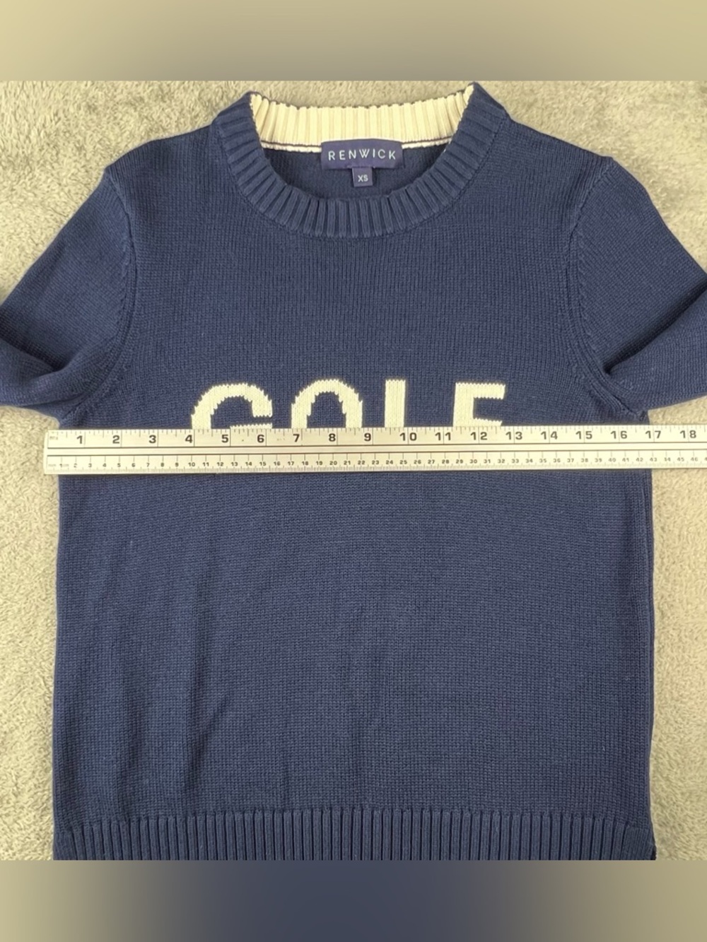 Renwick GOLF Sweater Womens Size XS Blue White Knit Pullover Crew Neck RNWK - Picture 5 of 10
